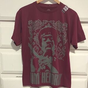 Jimi Hendrix Guitar Maroon T-shirt Small 100% Cotton NWT